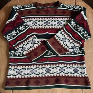Vintage 90s Huntington ridge Holiday grandpa Abstract Stripe Christmas Sweater